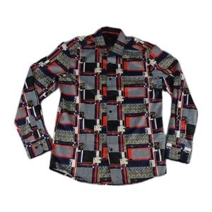 Rising Revolt Adriano Mens Medium Black & Red  Geometric Rayon Polyester Blend